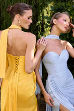 Lt Blue Fitted Strapless Slit Gown