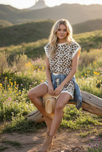 Cream Combo Leopard Print Ribbed Lounge Top & Shorts Set
