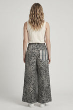 Muticolor Plaid Patchwork On Animal Print Wide Leg Pants