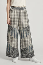 Muticolor Plaid Patchwork On Animal Print Wide Leg Pants