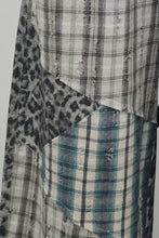 Muticolor Plaid Patchwork On Animal Print Wide Leg Pants
