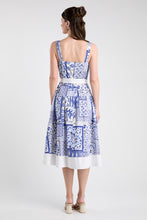 Blue Tile Printed Midi Dress