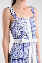 Blue Tile Printed Midi Dress