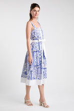 Blue Tile Printed Midi Dress