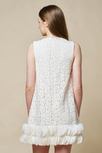 Cream Lace Ruffle Hem Mini Shift Dress