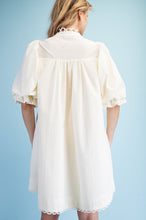 Cream Trim Detail Button Down Dress