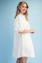 Cream Trim Detail Button Down Dress