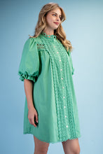 Mint Trim Detail Button Down Dress