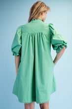 Mint Trim Detail Button Down Dress