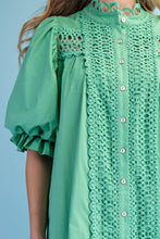 Mint Trim Detail Button Down Dress