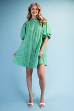 Mint Trim Detail Button Down Dress