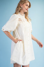 Cream Trim Detail Button Down Dress