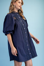 Midnight Trim Detail Button Down Dress