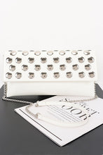 White Patent Leather Metal Studded Clutch