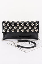 Black Patent Leather Metal Studded Clutch