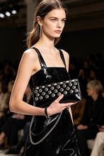 Black Patent Leather Metal Studded Clutch