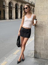 Black/Off White Polka Dot Twill Micro Mini Skirt