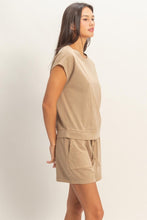 Mocha Sleeveless Crew Neck Top And Shorts Set