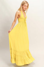Light Yellow Halter Neck Smocked Maxi Dress