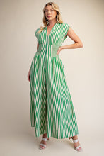 Green Multi Striped Jumpsuit