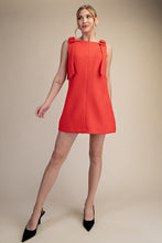 Red Solid Shoulder Bow Dress
