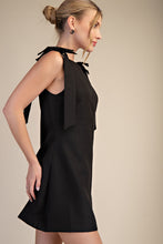 Black Solid Shoulder Bow Dress