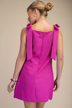 Magenta Solid Shoulder Bow Dress