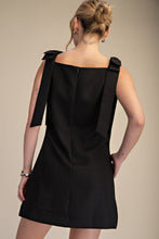 Black Solid Shoulder Bow Dress