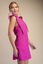Magenta Solid Shoulder Bow Dress