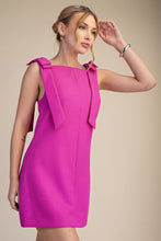 Magenta Solid Shoulder Bow Dress