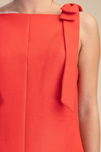 Red Solid Shoulder Bow Dress