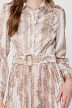 Blush Pink Multi Floral Printed Pleated Shirt Midi Dress