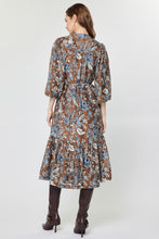 Blue Multi Floral Paisley Printed Tiered Midi Dress