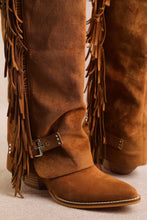 Camel Ravelle-fringe Tall Cowboy Boots