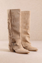 Beige Ravelle-fringe Tall Cowboy Boots