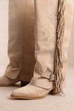 Beige Ravelle-fringe Tall Cowboy Boots
