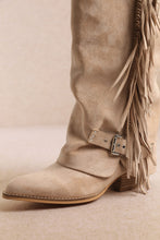 Beige Ravelle-fringe Tall Cowboy Boots
