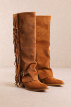 Camel Ravelle-fringe Tall Cowboy Boots