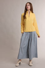 Lemon Cable Knit Quarter Zip Cozy Sweater