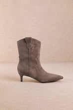 Grey Western Kitten Heel Ankle Boot
