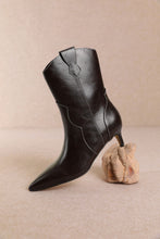 Coffee Western Kitten Heel Ankle Boot