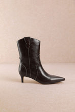 Coffee Western Kitten Heel Ankle Boot