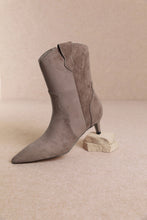 Grey Western Kitten Heel Ankle Boot