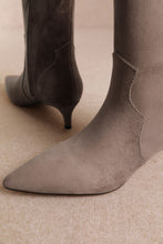 Grey Western Kitten Heel Ankle Boot