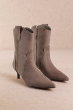Grey Western Kitten Heel Ankle Boot