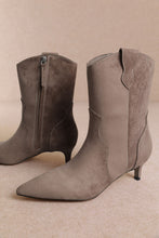 Grey Western Kitten Heel Ankle Boot