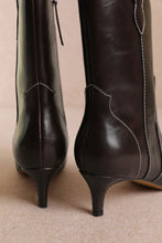 Coffee Western Kitten Heel Ankle Boot