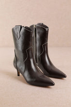 Coffee Western Kitten Heel Ankle Boot