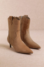 Brown Western Kitten Heel Ankle Boot