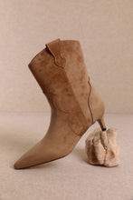 Brown Western Kitten Heel Ankle Boot